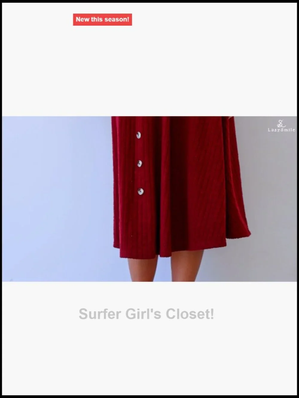 Long Sleeve V Neck Button Down A Line Swing Knit Sweater Dress Midi